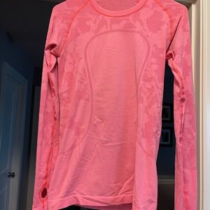 Hot pink long sleeve swiftly tech lululemon top
